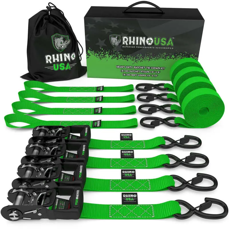 Rhino Usa 1.6" X 15' Hd Ratchet Tie-Down Set (4-Pack) | Td-Gc1.6X15 3