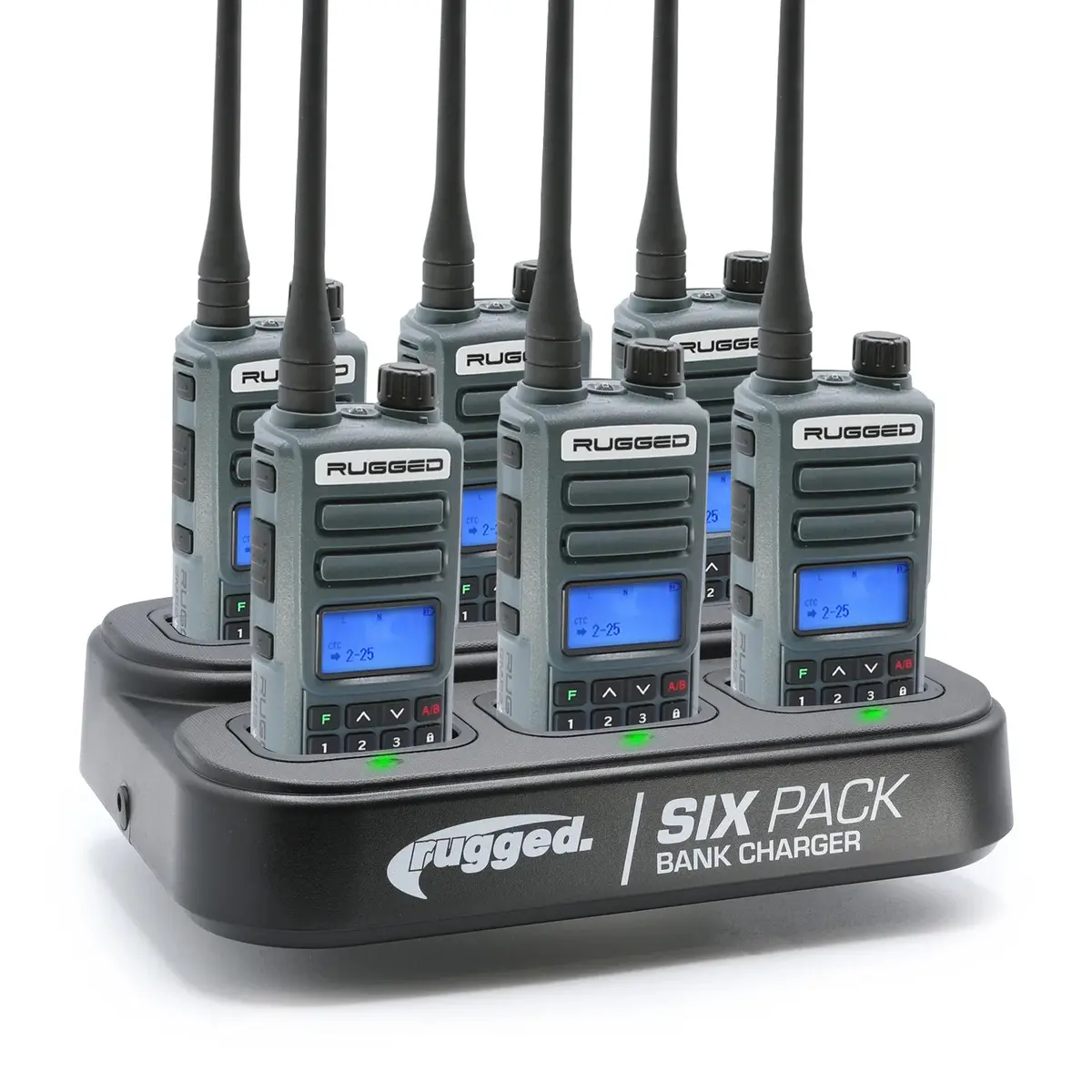 Rugged Radios Gmr2 Plus 6 Pack - Gmrs And Frs Two Way Handheld Radios With Bank Charger 1