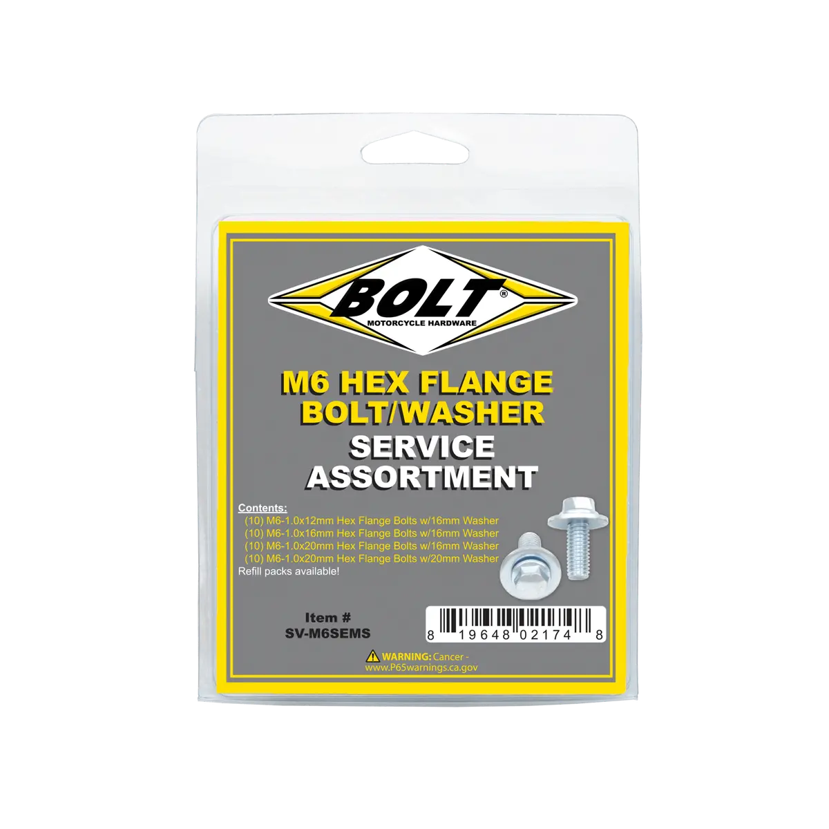 Bolt 8Mm Hex Flange Bolt Assortment W/16Mm Washer 40 Piece Kit | Sv-M6sems 1