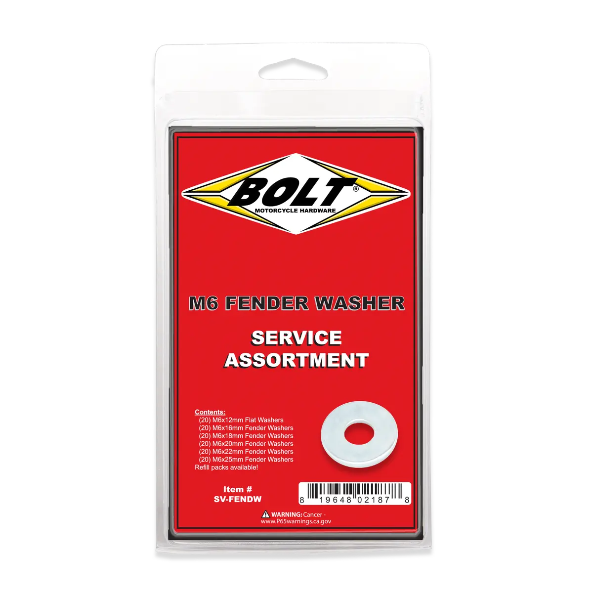Bolt M6 Fender Washer Assortment 120 Piece Kit | Sv-Fendw 1