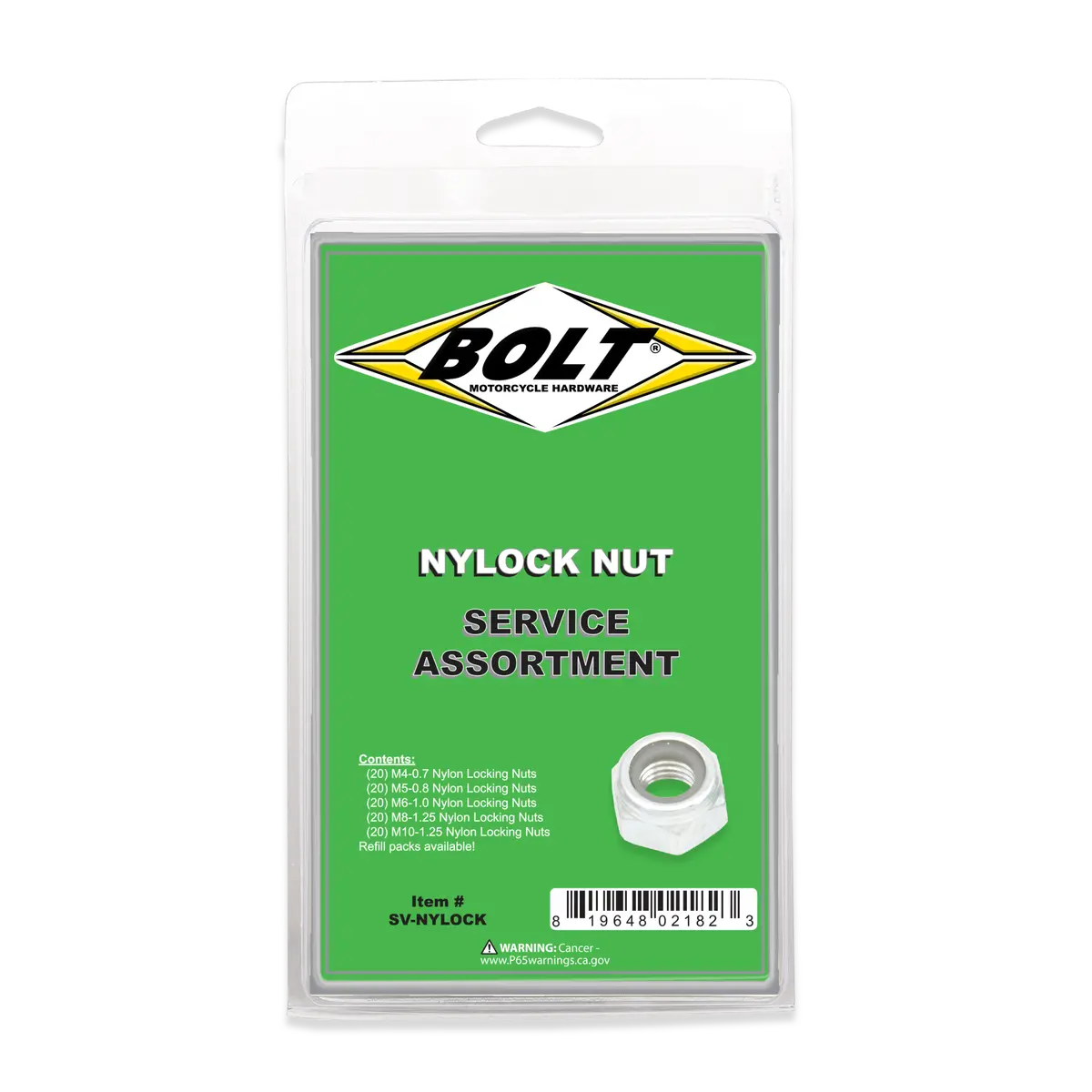 Bolt Nylon Locking Nut Assortment 100 Piece Kit | Sv-Nylock 1