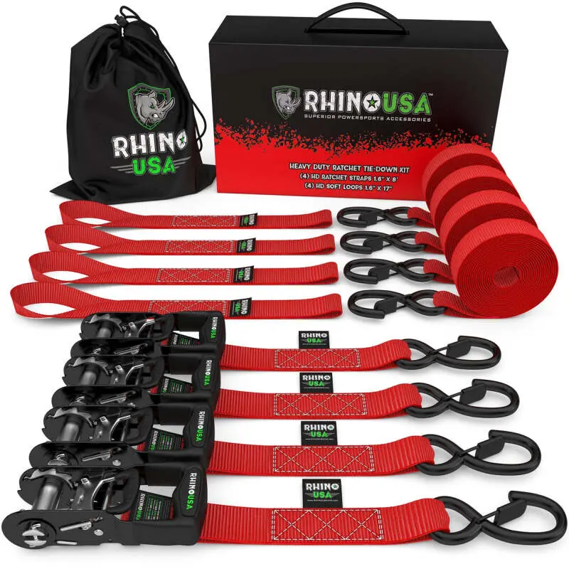 Rhino Usa 1.6" X 15' Hd Ratchet Tie-Down Set (4-Pack) | Td-Gc1.6X15 4