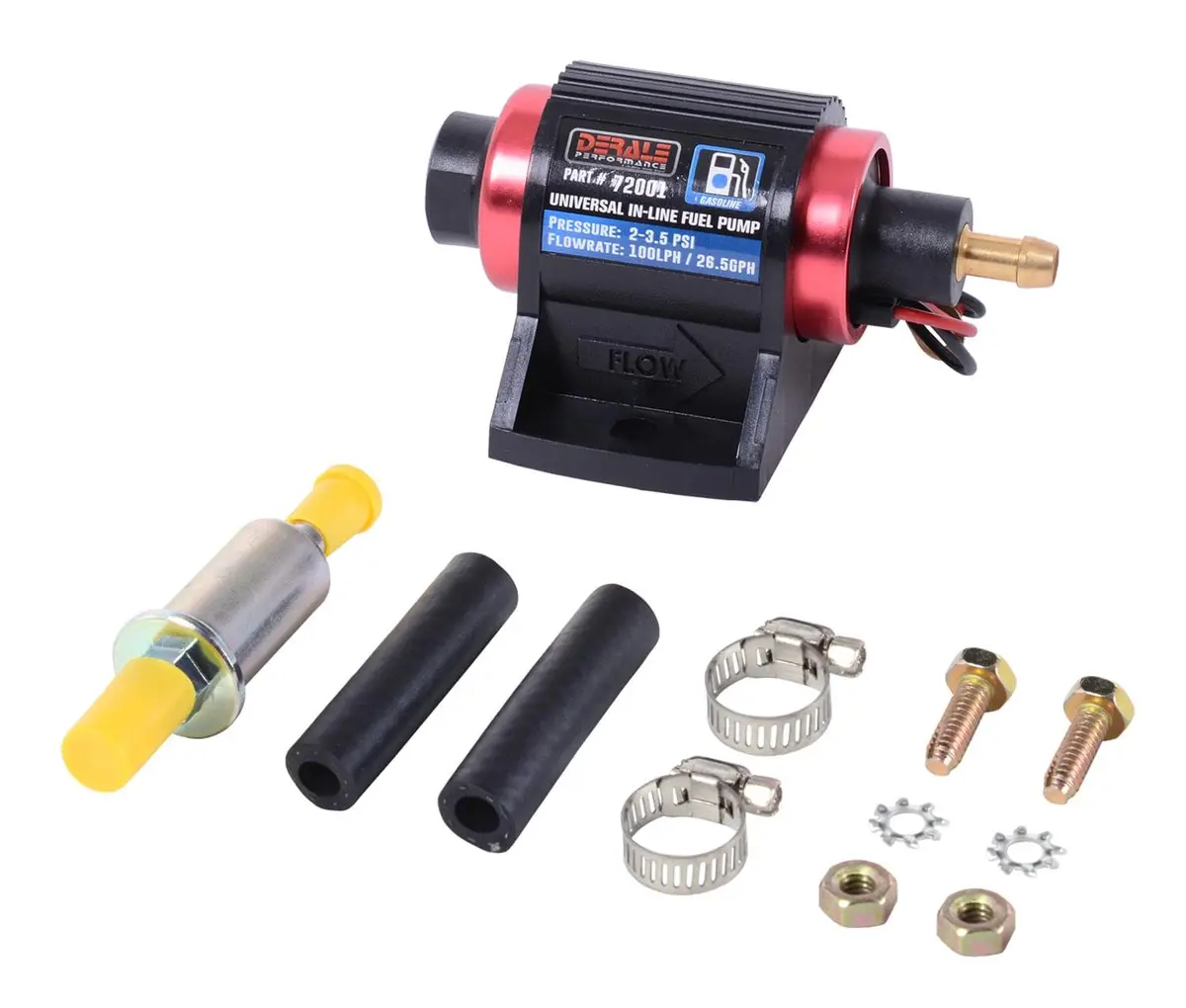 Derale Universal Inline Electric Fuel Pump – Compact, High-Flow Design (72001) 1