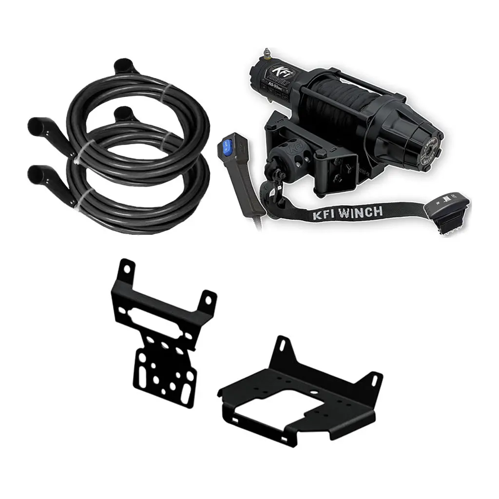Kfi Winch & Winch Mount Kit Fits 15-18 Polaris Rzr 4 900,  14-23 Rzr Xp 4 1000, 16-21 Rzr Xp 4 Turbo 4