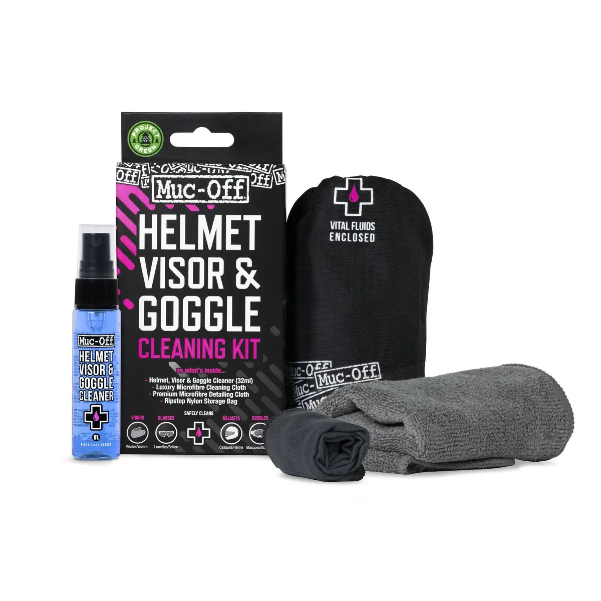 Muc-Off Helmet Visor, Lens, Goggle Cleaning Kit | 20802 1
