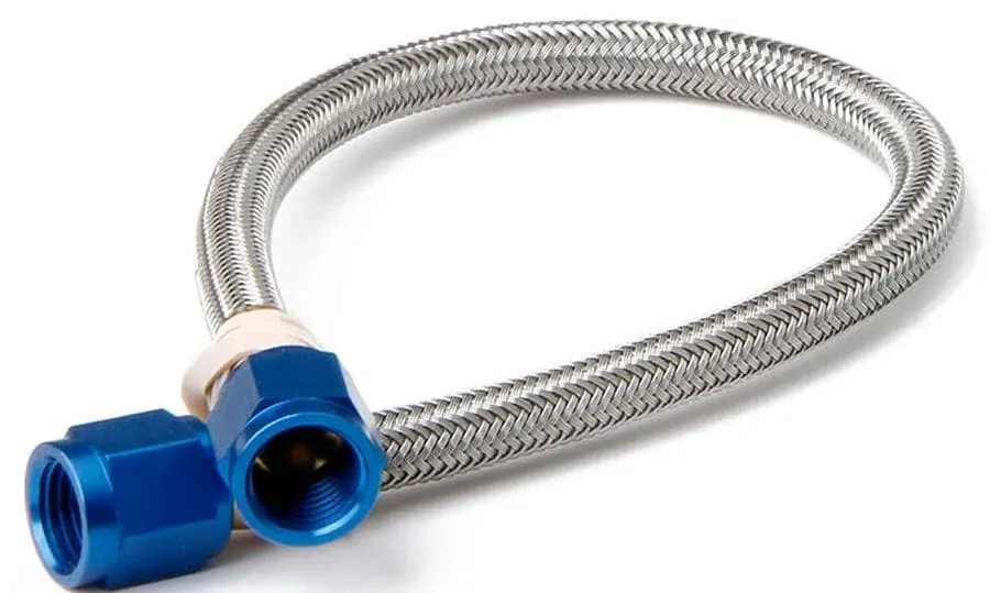 Stainless Steel -4An Hose Fitting – Pre-Cut Length With Blue Anodized End Caps (Nos) 1