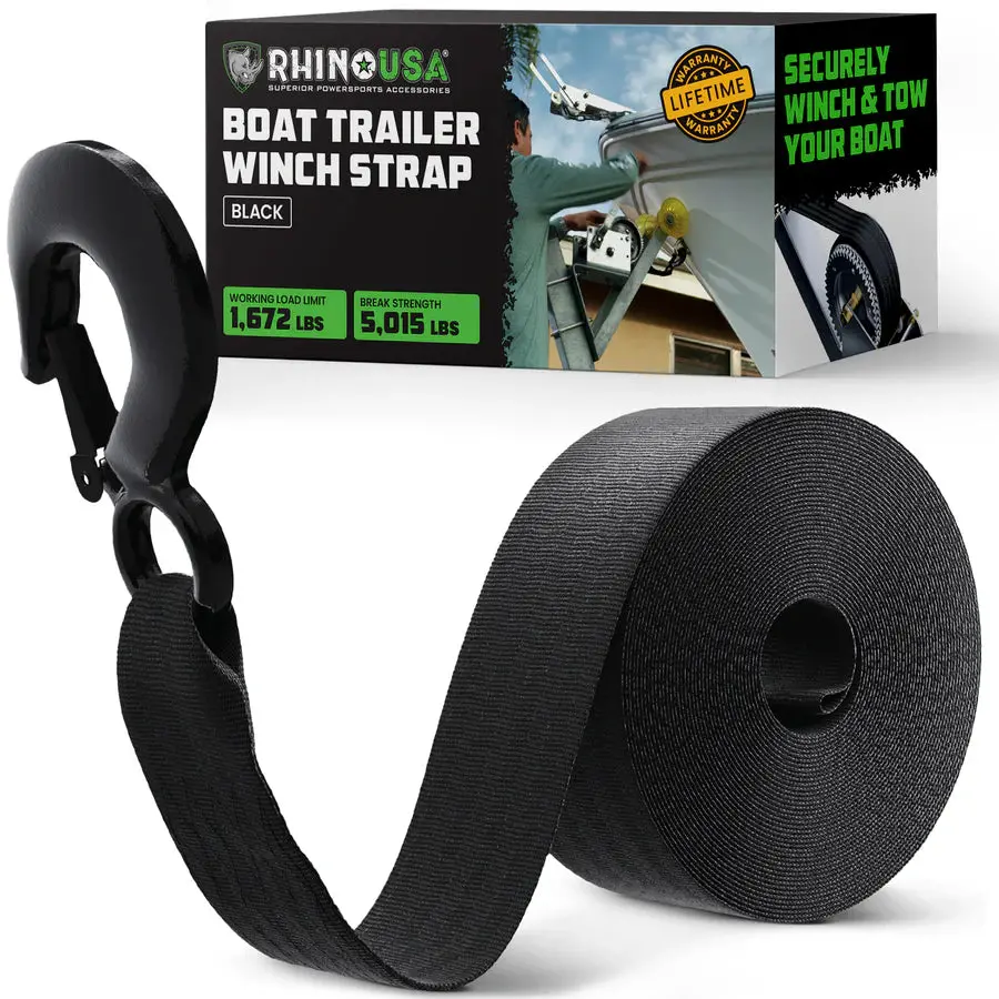 Rhino Usa 2" X 20' Boat Winch Strap With Hook | Rno-Wnch-Strp 1
