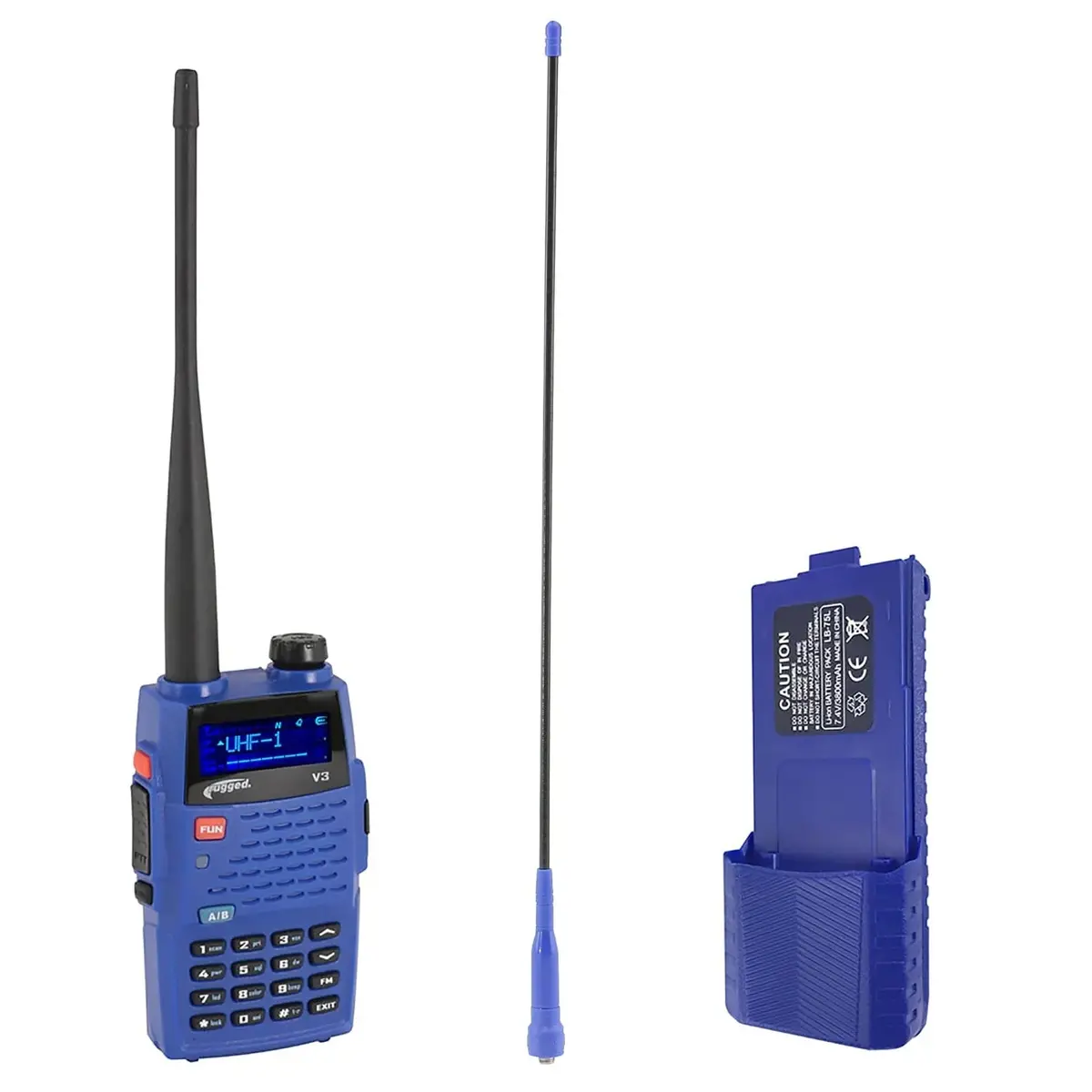 Rugged Radios V3 - Handheld Radio W/ Long Range Antenna And High Capacity Battery 1