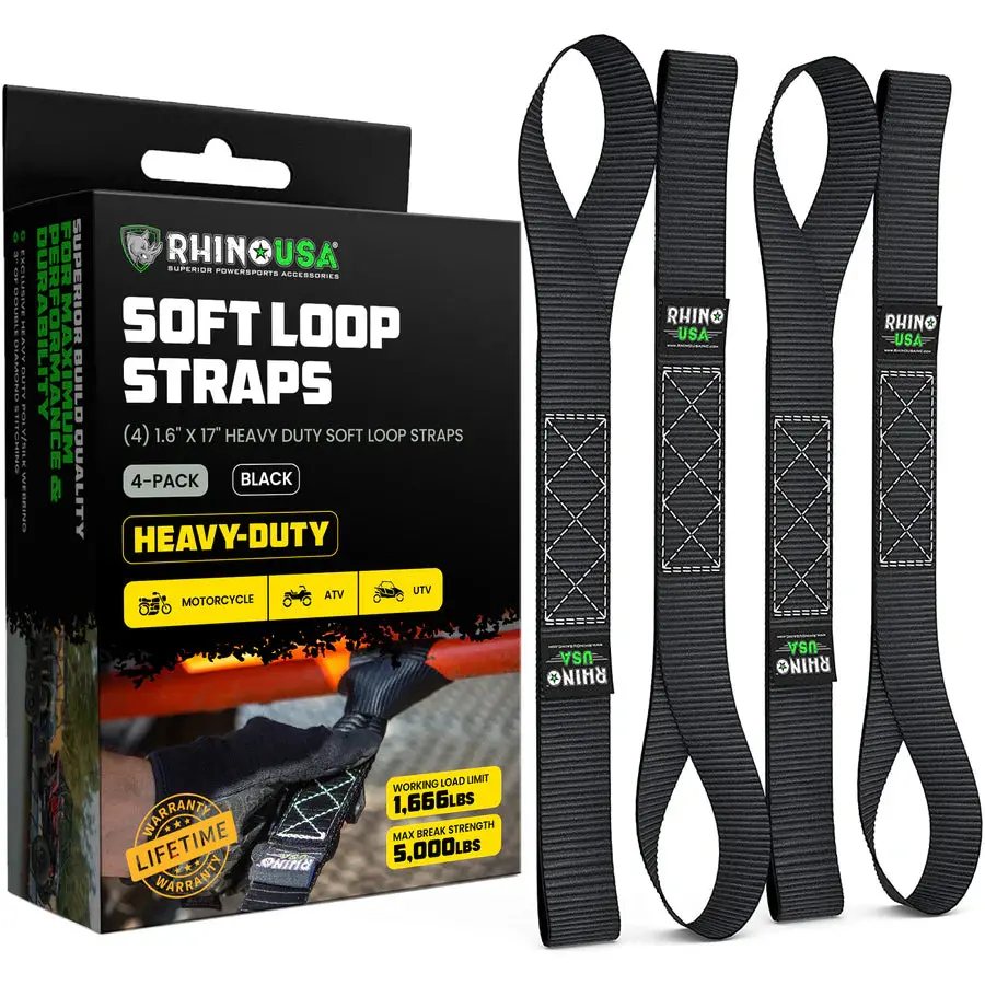 Rhino Usa 1.6" X 17" Soft Loop Tie-Down Straps (4-Pack) | Soft4pack 2