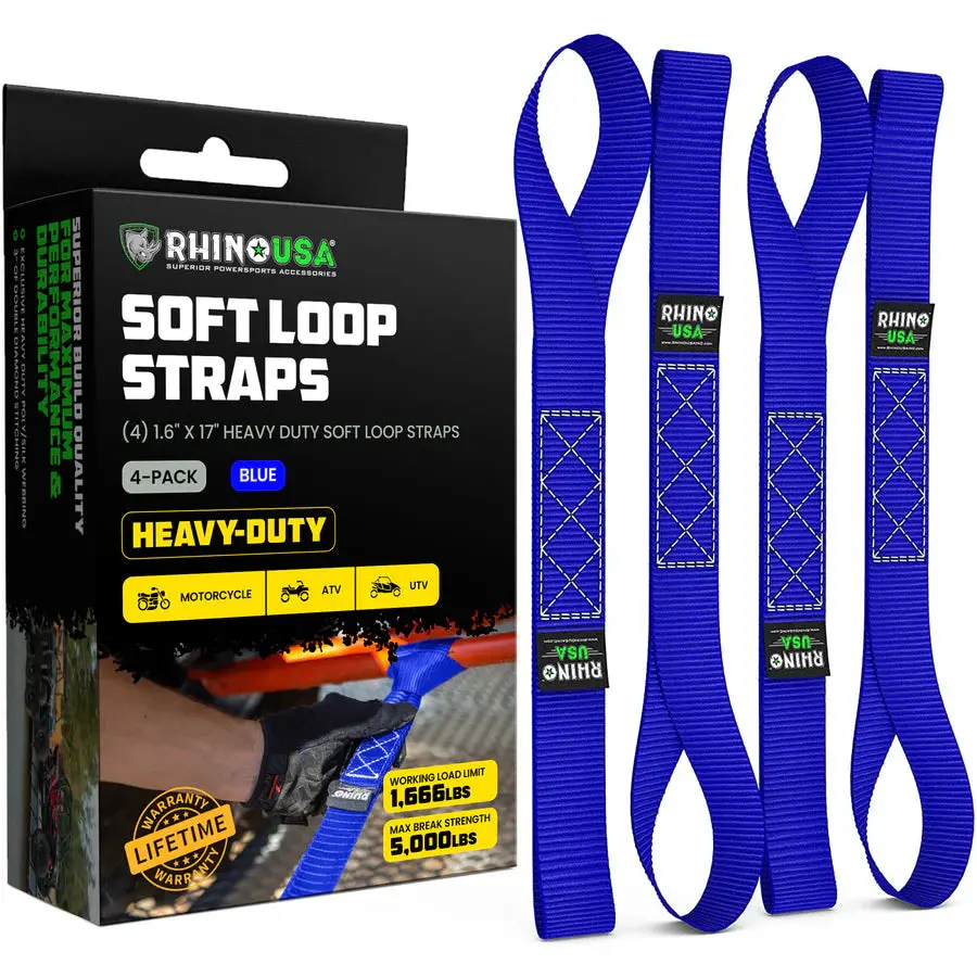 Rhino Usa 1.6" X 17" Soft Loop Tie-Down Straps (4-Pack) | Soft4pack 3