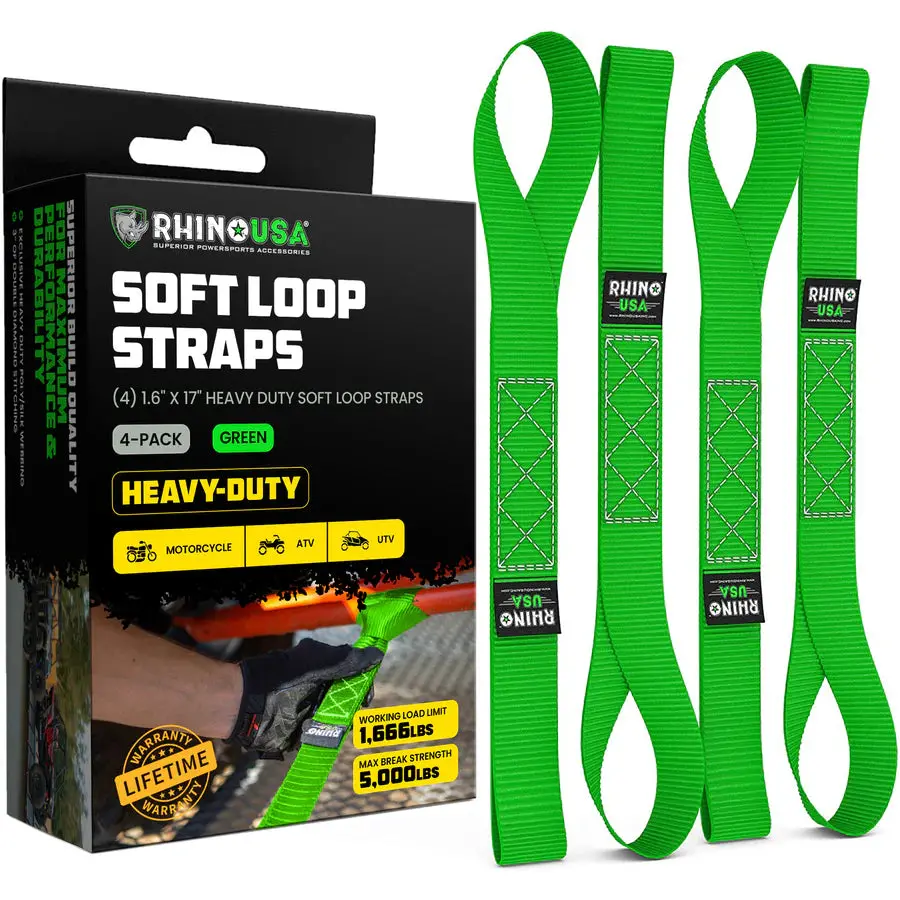 Rhino Usa 1.6" X 17" Soft Loop Tie-Down Straps (4-Pack) | Soft4pack 4