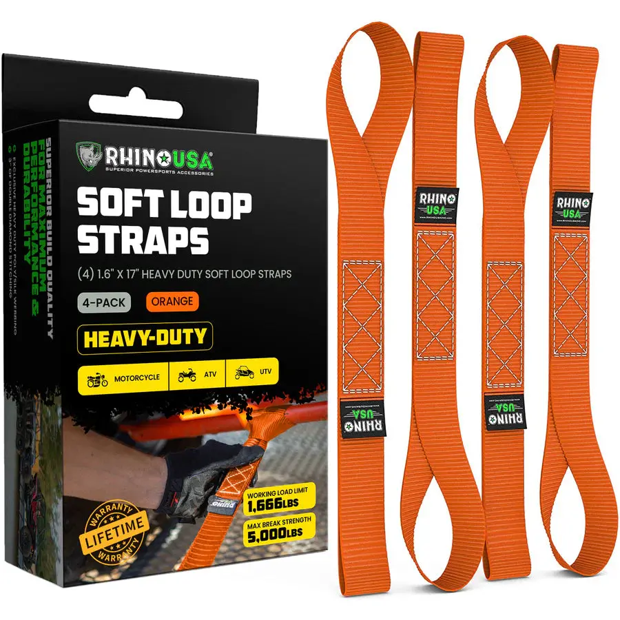 Rhino Usa 1.6" X 17" Soft Loop Tie-Down Straps (4-Pack) | Soft4pack 5