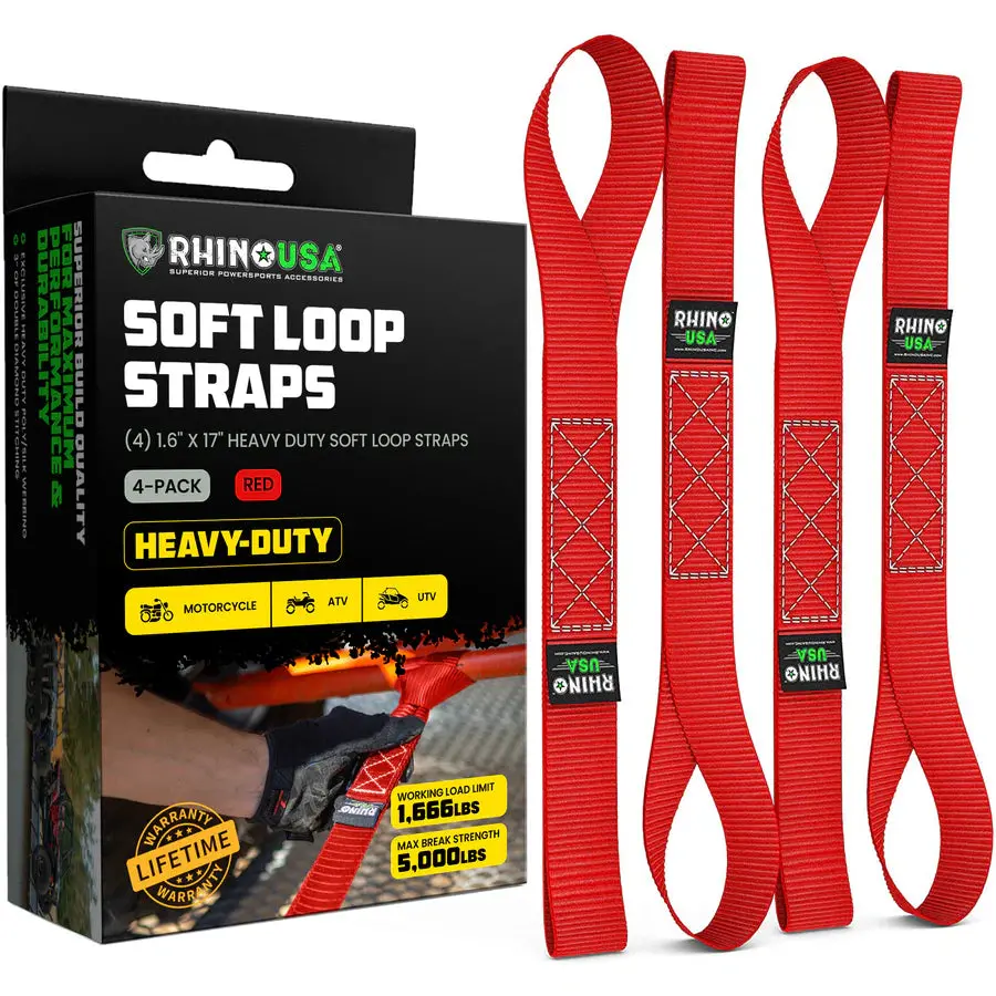 Rhino Usa 1.6" X 17" Soft Loop Tie-Down Straps (4-Pack) | Soft4pack 6