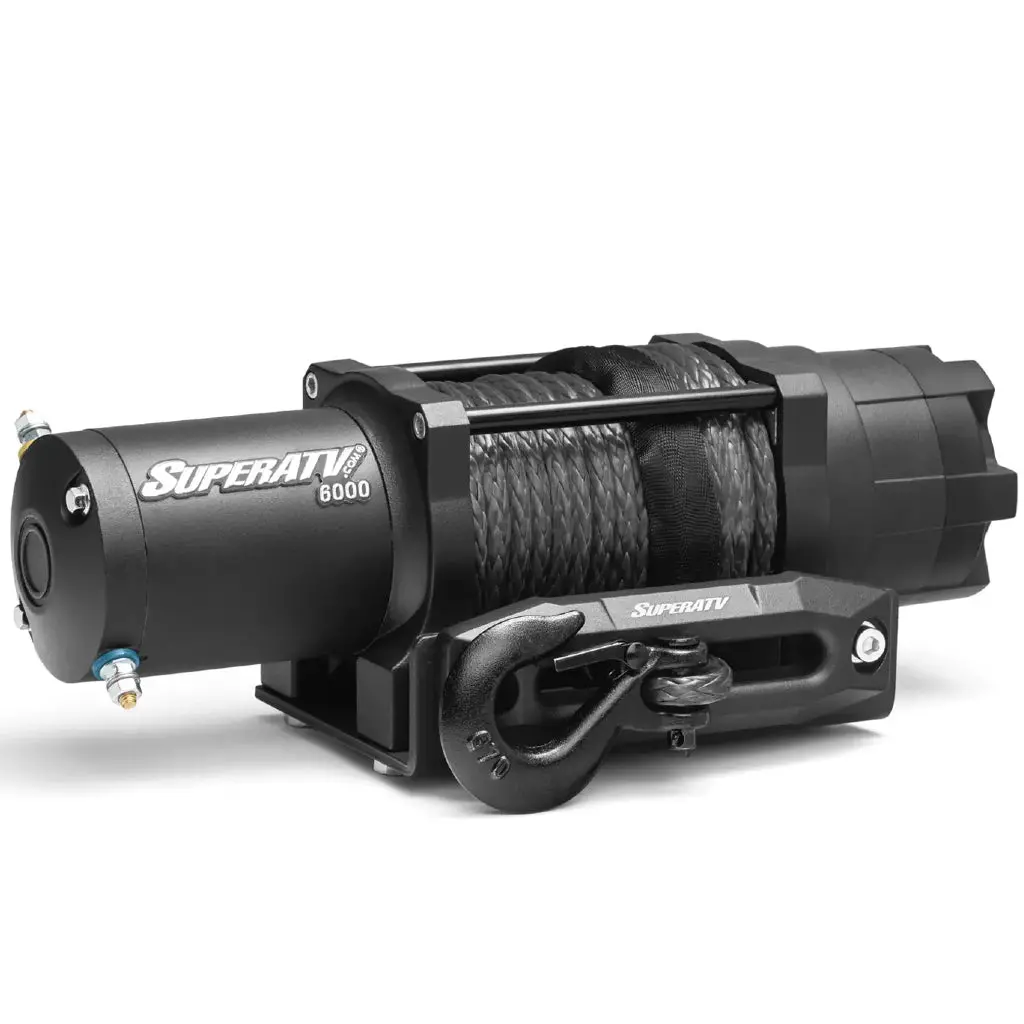 Superatv 6000 Lb. Winch W/ Remote & Synthetic Rope 1