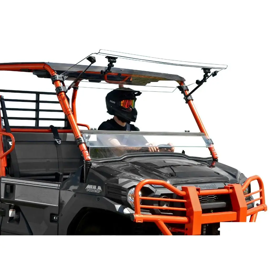 Superatv Kawasaki Mule Pro Scratch-Resistant Flip Windshield 1