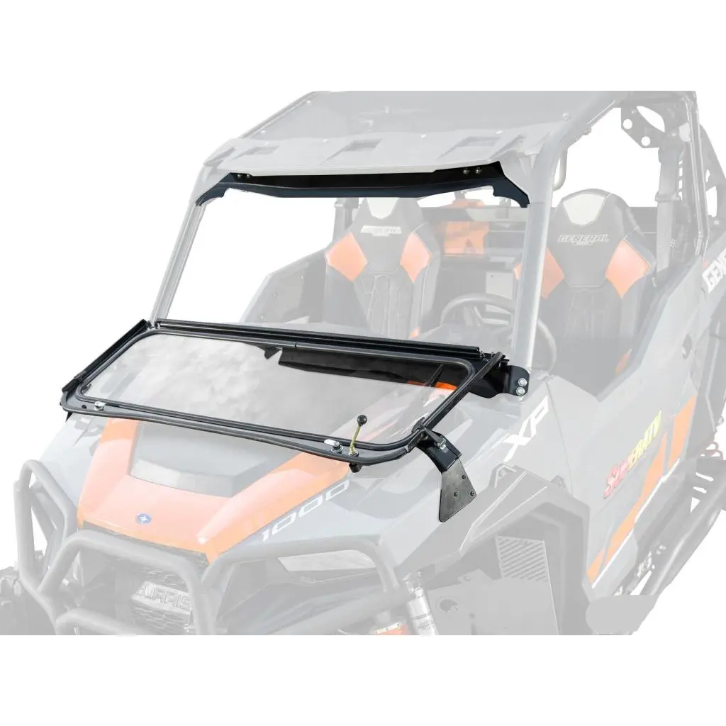 Superatv Polaris General 1000 Flip-Down Glass Windshield 1