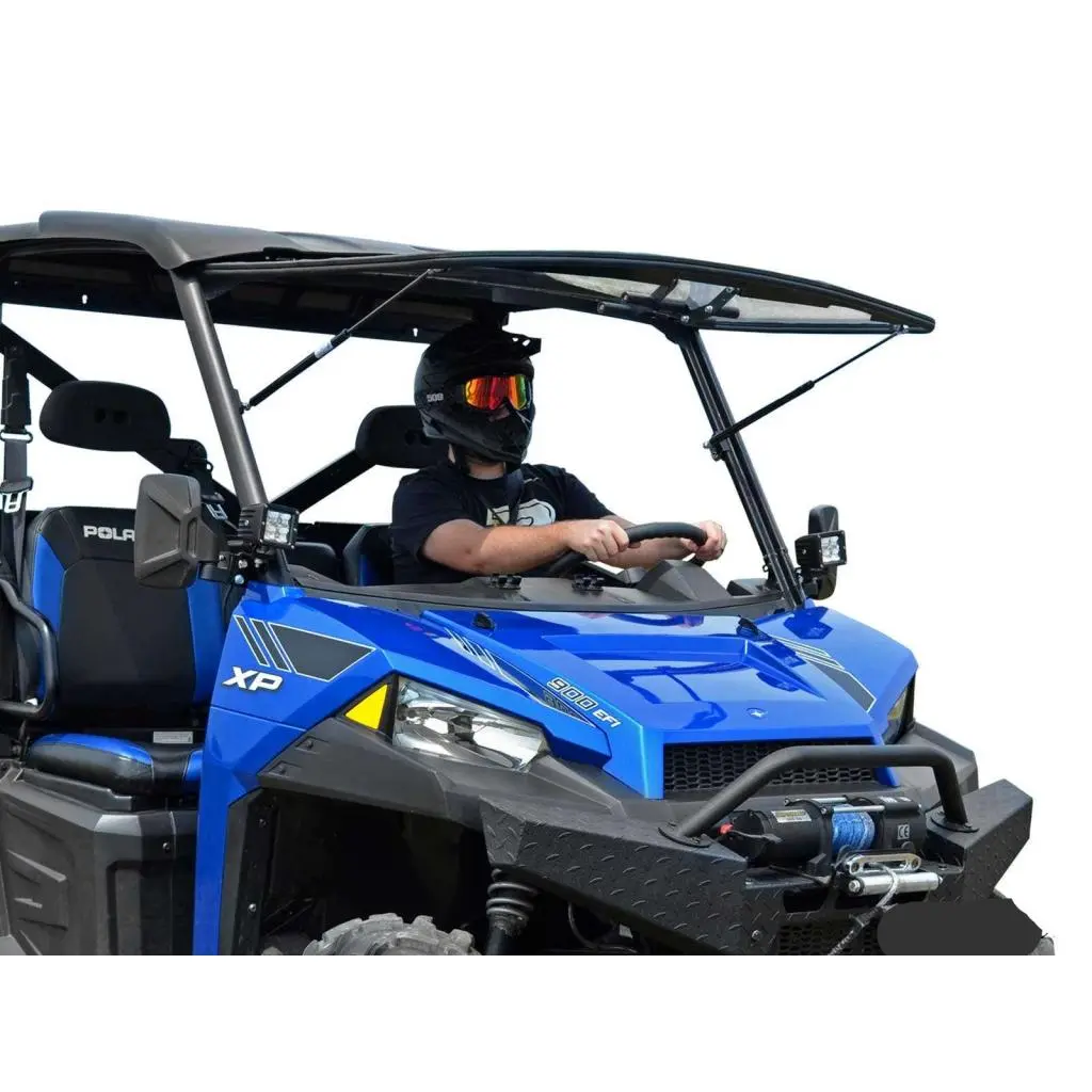 Superatv Polaris Ranger Xp 1000 Scratch Resistant Flip Windshield 1