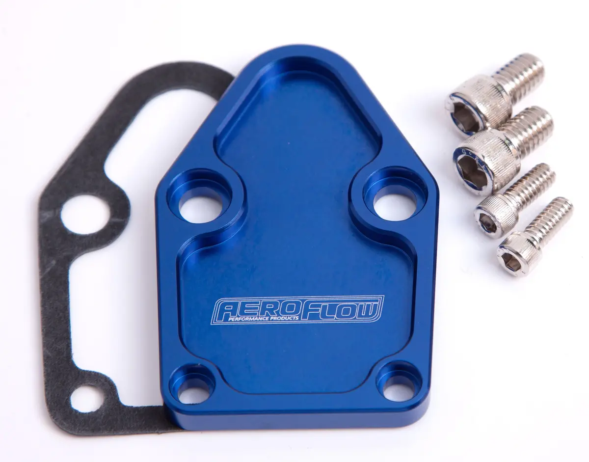 Af64-2028 Blue Anodized Billet Fuel Pump Block-Off Plate 1