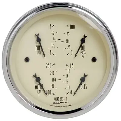Autometer Antique Beige Analog Gauge Kit – Classic Dashboard Styling 1